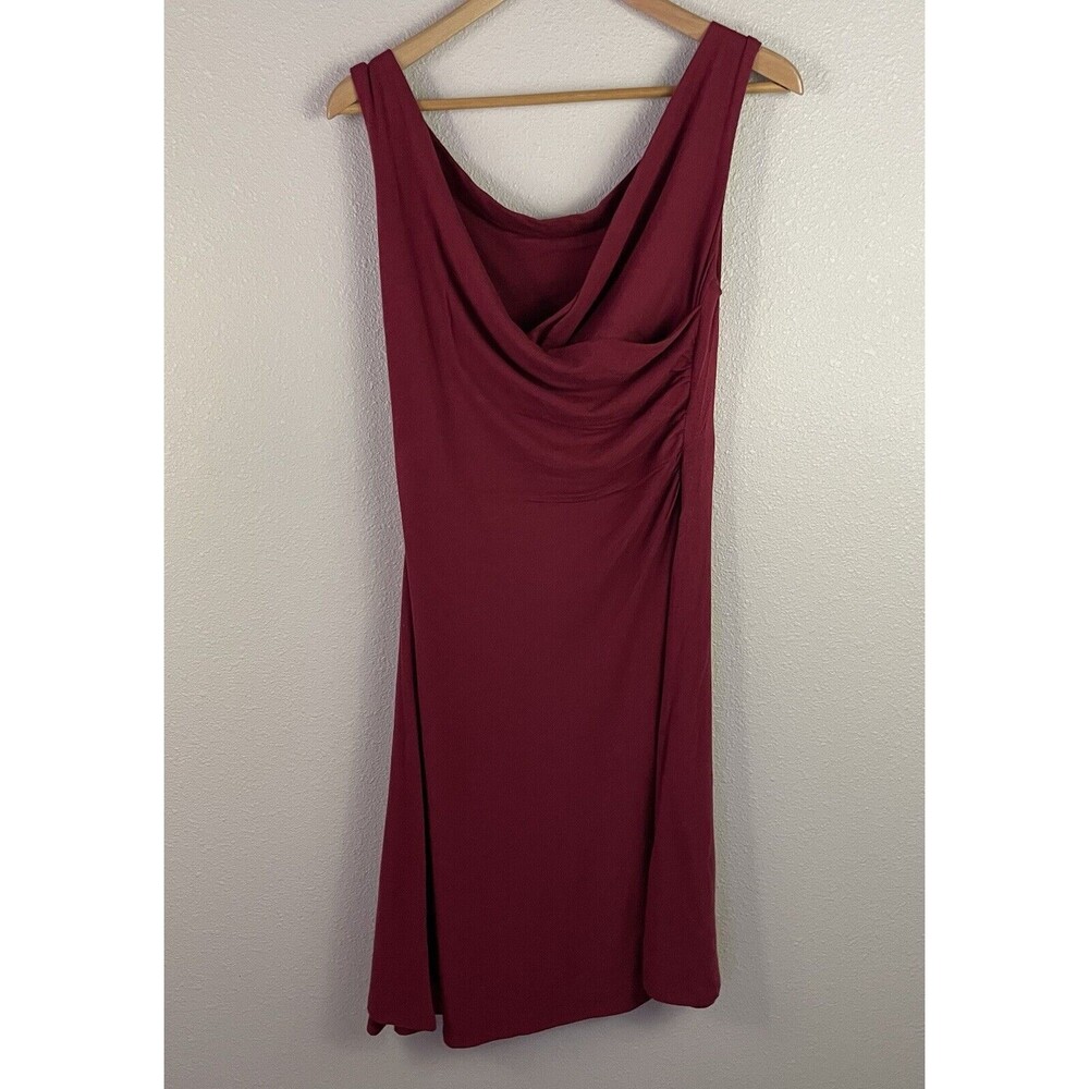 Blue Canoe Organic Womens L Red Bamboo Blend Faux Wrap Surplice Dress Ruched